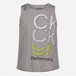 NWT Calvin Klein Performance Big Girls Sleeveless Cutout Logo Tank Top